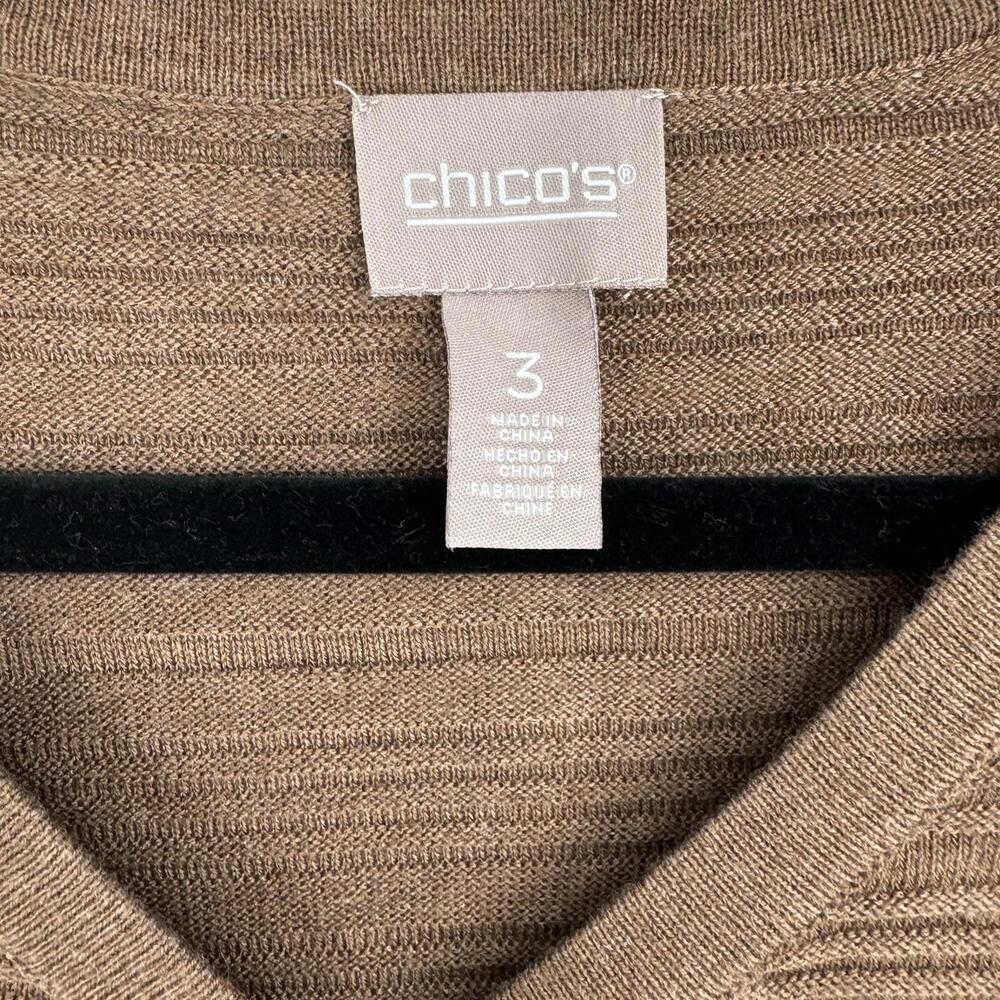 Chicos top womens XL brown cashmere blend 3/4 sleeve fall office workwear casual - Picture 2 of 5